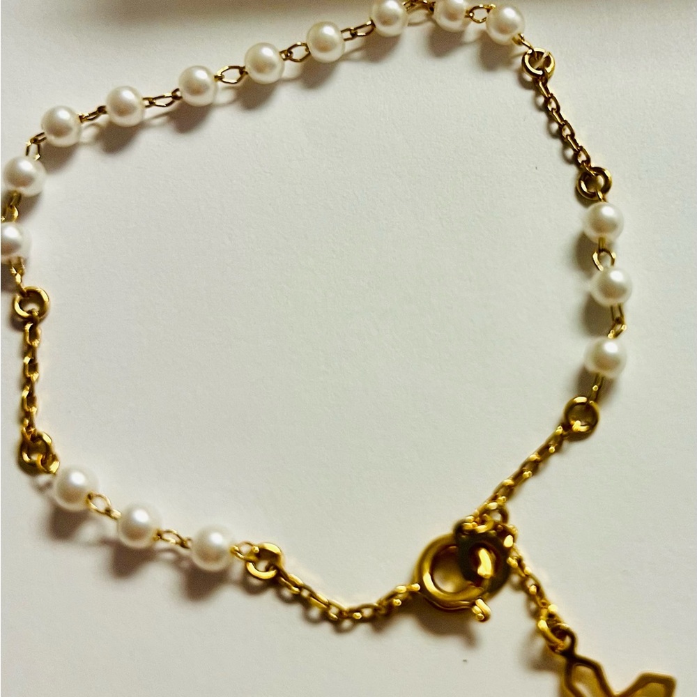 8” laminated French style pearl beads bracelet